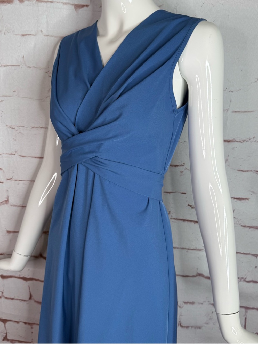 Slate Blue Wrap Dress Lightweight Sleeveless Knee Length Size XS New With Tag - Picture 4 of 16